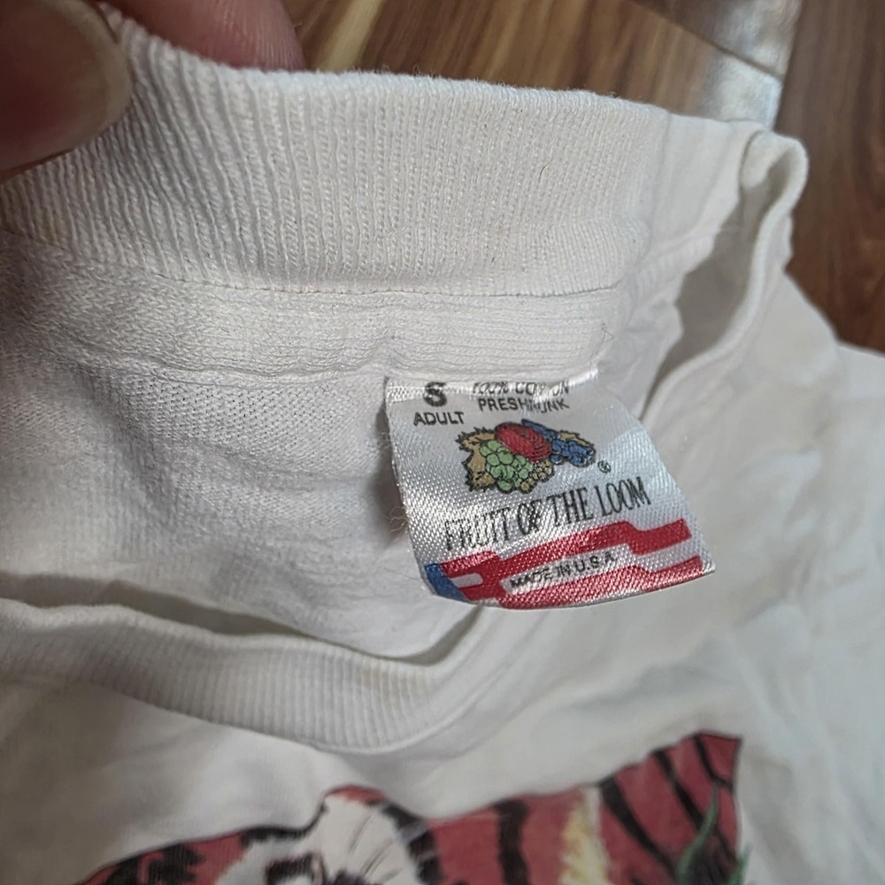 Vtg Eye On Survival Tiger Shirt Human-I-Tees Mens Small Fruit Of The Loom 90s - Picture 5 of 8